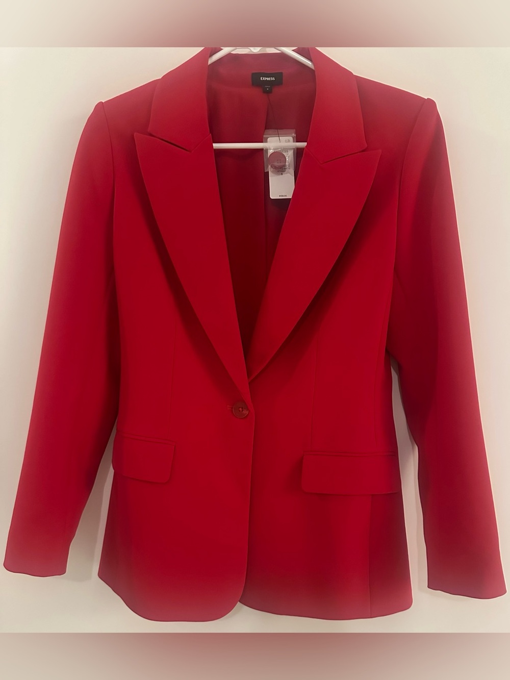NWT Express Red Long Tailored Single Button Blazer Size S